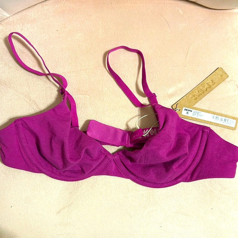 SKIMS COTTON JERSEY TSHIRT BRA 36A LOLLIPOP